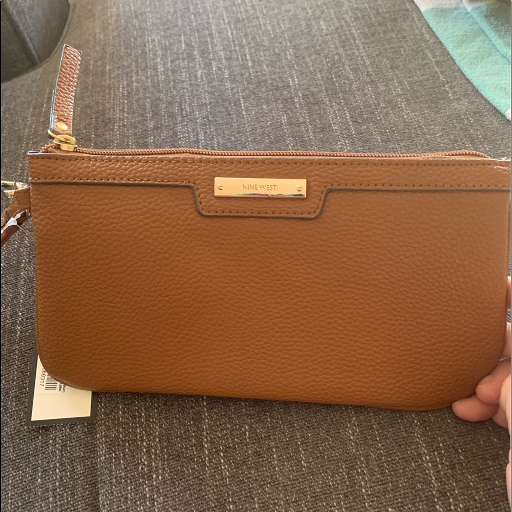 Nine West Brown Leather Wristlet